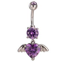 Load image into Gallery viewer, Lady Exquisite Rhinestone Cupid Dangle Belly Button Ring Heart Body Piercing

