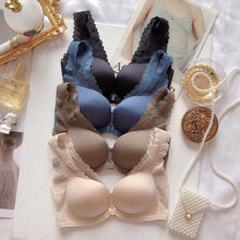 Load image into Gallery viewer, Front Button Underwear Women Gather Beautiful Back Without Rims Lace Side-retraction Adjustment Type Top-receiving Auxiliary Breast Bra

