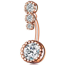 Load image into Gallery viewer, 4 Crystal CZs Dangling Navel Belly Button Rings 316L Surgical Steel Navel Rings Women Body Jewelry
