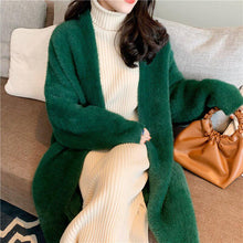 Load image into Gallery viewer, Women Solid Faux Fur Coat Lady Thick Outwear Winter Warm Long Coat Female Elegant Green Overcoat
