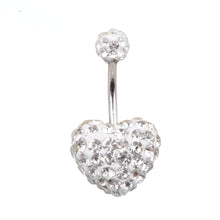 Load image into Gallery viewer, Heart Double Side Belly Piercing Rings Surgical Steel Crystal Disco Ball Belly Button Ring Navel Piercing Body Jewelry
