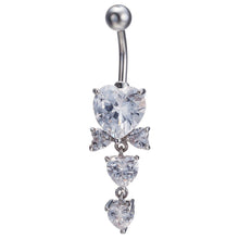 Load image into Gallery viewer, Lady Exquisite Rhinestone Heart Shaped Dangle Belly Button Ring Body Piercing
