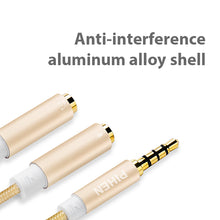 Load image into Gallery viewer, llano AUX 3.5mm Audio Splitter Cable 3.5mm Male to 2 Female Headphone Microphone Dual Interface Cable Stereo Live Broadcast Sing Recording
