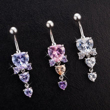 Load image into Gallery viewer, Lady Exquisite Rhinestone Heart Shaped Dangle Belly Button Ring Body Piercing
