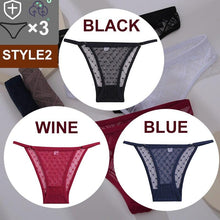 Load image into Gallery viewer, 3PCS/Set Sexy Floral Transparent Women Thongs G-string Lingerie Lace Panties Low-Waist Femme Girls Briefs Mesh Panties M-2XL
