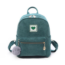 Load image into Gallery viewer, Fashion Women Schoolbags Shoulder Cute Hairball Corduroy Backpack Female Zipper Bag Girl Mochila Bag
