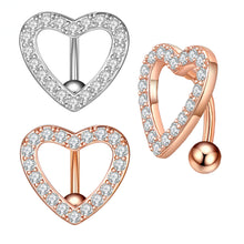 Load image into Gallery viewer, Big Heart Belly Button Ring Reversed Bar Barbell Steel Navel Piercing Nombril New Style Sexy Belly Piercing Ombligo Umbigo Oreja
