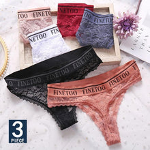 Load image into Gallery viewer, 3PCS/Set Women Lace Panties Sexy G-string Underwear Female Underpants Floral Solid Color Briefs Lingerie Sexy Thong Panties M-XL
