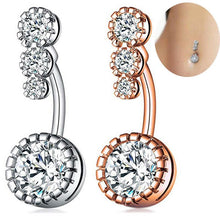 Load image into Gallery viewer, 4 Crystal CZs Dangling Navel Belly Button Rings 316L Surgical Steel Navel Rings Women Body Jewelry
