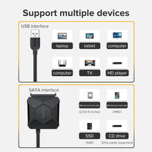 Load image into Gallery viewer, USB 3.0 to SATA Adapter Cable for 3.5 / 2.5 Inch SSD HDD SATA III Hard Drive Disk Serial ATA Converter with 12V/2A Power Adapter
