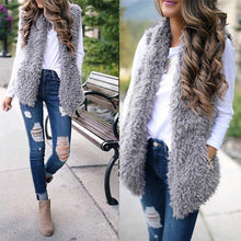 Load image into Gallery viewer, Ladies Women Sexy Lady Faux-Fur' Solid Casual Sleeveless Warm Vest Waistcoat
