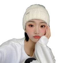 Load image into Gallery viewer, Hat Female Autumn and Winter Korean Style All-Matching Solid Color Digital Ins Knitted Hat Warm Korean Fashion Cute Wool Hat
