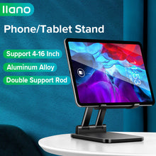 Load image into Gallery viewer, llano Portable Tablet Phone Holder Foldable Adjustable Cellphone Stand Aluminum Alloy Sturdy Desktop Bracket for 4-16 Inch Phone Tablet

