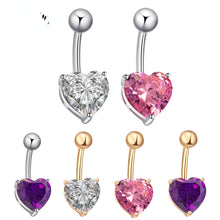 Load image into Gallery viewer, Fashion Heart Belly Button Ring Gold/Silver Plated Surgical Belly Button Piercing Body Jewelry
