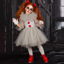 Load image into Gallery viewer, Joker Pennywise Tutu Dress for Girls Kids Cosplay Clown Costume Children Halloween Fancy Dresses Baby Girl Birthday Party Outfit Gray Tulle Clothes
