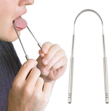 Load image into Gallery viewer, Stainless Steel Tongue Scraper Cleaner Fresh Breath Cleaning Coated TongueToothbrush Dental Oral
