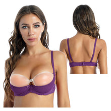 Load image into Gallery viewer, Women 1/2 Cup Push Up Bra Top Underwire Lace Bra Sexy Erotic Open Cup Bustier Bra Adjustable Strap Sponge Padded Bra Underwear
