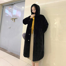 Load image into Gallery viewer, Women's Autumn and Winter Coat Hooded Jacket, Long-sleeved Faux Solid Color Fur Coat, Warm and Elegant Loose Casual Jacket
