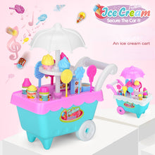 Load image into Gallery viewer, Mini Ice Cream Candy Trolley Toys 19 Pieces Set DIY Girls Playing House Tableware
