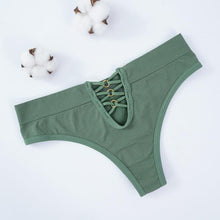 Load image into Gallery viewer, Hollow Cross Tie Thong Women Low Waist Sexy G-string High Stretch Bikini Briefs Ladies UnderwearPanties
