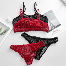 Load image into Gallery viewer, 1 Set Sexy Lingerie Floral Dot Lace Women's Bikini Bra T-back G-string Underwear

