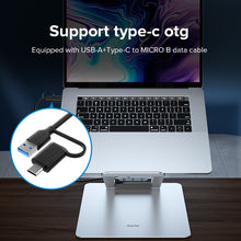 Load image into Gallery viewer, Aluminum Alloy Cooling Laptop Stand Portable Computer Riser Adjustable Height Foldable Notebook Holder with USB HUB 3.0 for Laptop under 17.3 inches
