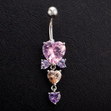 Load image into Gallery viewer, Lady Exquisite Rhinestone Heart Shaped Dangle Belly Button Ring Body Piercing
