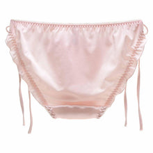 Load image into Gallery viewer, Women Lace Trim Satin Briefs Ladies Solid Color Sides Lace-up Pleated Panties Elastic Waistband Underpants Underwear
