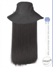 Load image into Gallery viewer, Bucket Hat Wig Female Net Red Big Wave Black Mid-Length Hair Hat Natural Wig Temperament Simulation Integrated Head Cover
