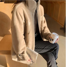 Load image into Gallery viewer, 2021 Winter Women's Imitation Mink Fur Coat Stylish Mid-Length Loose Outwear Drawstring Waist Large Size Thick Warm Jacket C-174

