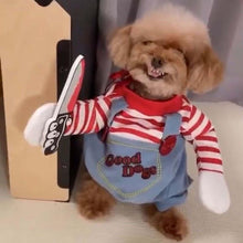 Load image into Gallery viewer, Deadly Doll Halloween Scary Dog Costumes Funny Pet Clothes Adjustable Cosplay Clothing Set for Medium Large Dogs Bulldog
