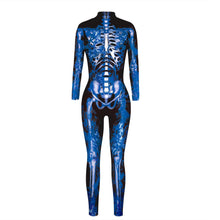 Load image into Gallery viewer, Halloween Cosplay Skeleton Print Catsuits Long Sleeves Slim Bodywear Carnival Cosplay One-piece Costumes Cropped Pants
