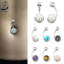 Load image into Gallery viewer, New Paw Semi Precious Stone Belly Bar Navel Ring Body Piercing Non Dangle

