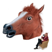 Load image into Gallery viewer, Realistic Horse Head Masks Full Head Fur Mane Latex Creepy Animal Mask For Halloween Party Costume
