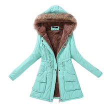 Load image into Gallery viewer, Women Winter Fashion Cotton Jacket Coat Parka Short Fur Collar Hooded Zipper Fleece Solid Pocket Black S-XXXL

