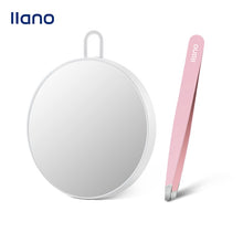 Load image into Gallery viewer, LLANO Eyebrow Tweezer with 5X Magnifying Mirror Fine Hairs Puller Stainless Steel Slanted Eye Brow Clips Removal
