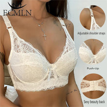 Load image into Gallery viewer, Women Embroidery Bra Anti-sag Gathered Bra Underwire Breathing Adjustable Bra Push-up Bras Plus Size 80B-105D
