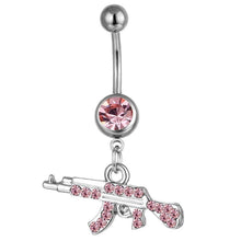 Load image into Gallery viewer, Body Piercing Jewelry Gun-shaped Umbilical Ring Rhinestone Belly Button Nail
