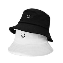 Load image into Gallery viewer, Smiling Face Embroidery Sun-Proof Bucket Hats Male and Female Students Cute Sunhat Outdoor Alpine Cap
