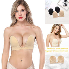 Load image into Gallery viewer, Strapless Silicone Deep U Bra Self-adhesive Gel Sticky Invisible Bra Bra Backless Dress Nude Bra
