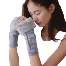 Load image into Gallery viewer, New Triangle Square Wool Mouth Thermal Gloves Korean Style Knitted Wool Mid-Length Half Finger Gloves
