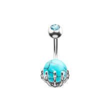 Load image into Gallery viewer, New Paw Semi Precious Stone Belly Bar Navel Ring Body Piercing Non Dangle

