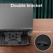 Load image into Gallery viewer, Foldable Laptop Stand with Heat-Vent Portable Adjustable Notebook Riser with Phone Holder for 12-17 Inch Laptop Computer Tablet Bracket
