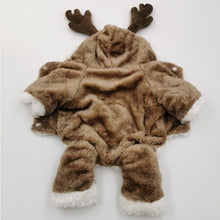 Load image into Gallery viewer, Pet Reindeer Halloween Christmas Elk Costume Dog Puppy Hoodie Cat Winter Coat Coral Velvet Fleece Clothes
