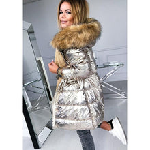 Load image into Gallery viewer, Women Winter Coat Autumn Cotton-Padded Jacket Hoodie Popular Solid Color Slim Fit Long Sleeve Warm Coat
