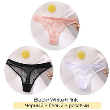 Load image into Gallery viewer, Sexy Lace Thongs Women 3Pcs/set Transparent G-string Panties Dots Lace T-back Underwear Fashion Female Underpants M-XL
