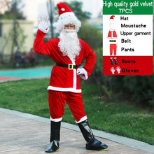Load image into Gallery viewer, santa claus costume men hat belt beard gift bag cosplay cute funny polyester material new style White and red

