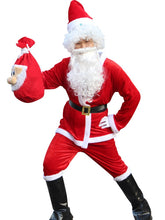 Load image into Gallery viewer, santa claus costume men hat belt beard gift bag cosplay cute funny polyester material new style White and red

