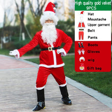 Load image into Gallery viewer, santa claus costume men hat belt beard gift bag cosplay cute funny polyester material new style White and red
