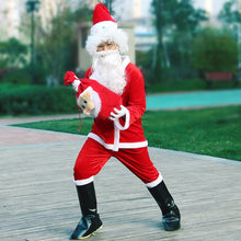 Load image into Gallery viewer, santa claus costume men hat belt beard gift bag cosplay cute funny polyester material new style White and red
